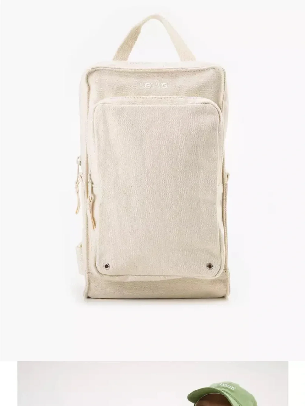 Levi's Cream Canvas Zip Sling Bag